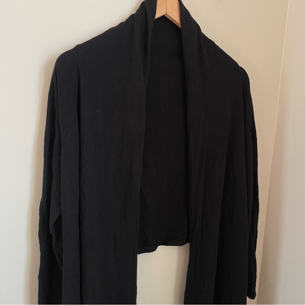 LINE The Label Cashmere Blend Open-Front Draped Maxi Cardigan Black Small - Picture 4 of 8